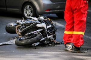A motorcycle accident on a highway in Georgia.