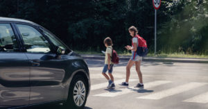 Pedestrians using a crosswalk in Georgia.
