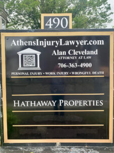 Athens Injury Lawyer sign.