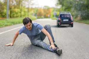 Male pedestrian injured after hit and run accident