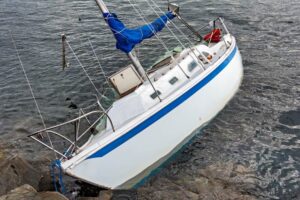 White boat drowned at the Lake due to storm