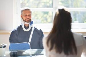 Injured worker filing workers compensation claim.