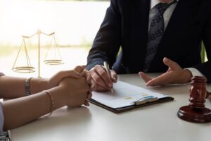 Personal injury lawyer consultation with the client