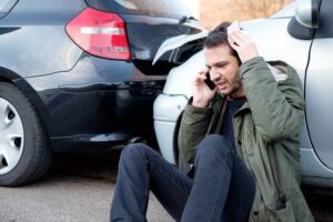 Company driver suffering injury from car accident.